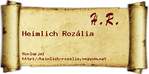 Heimlich Rozália névjegykártya